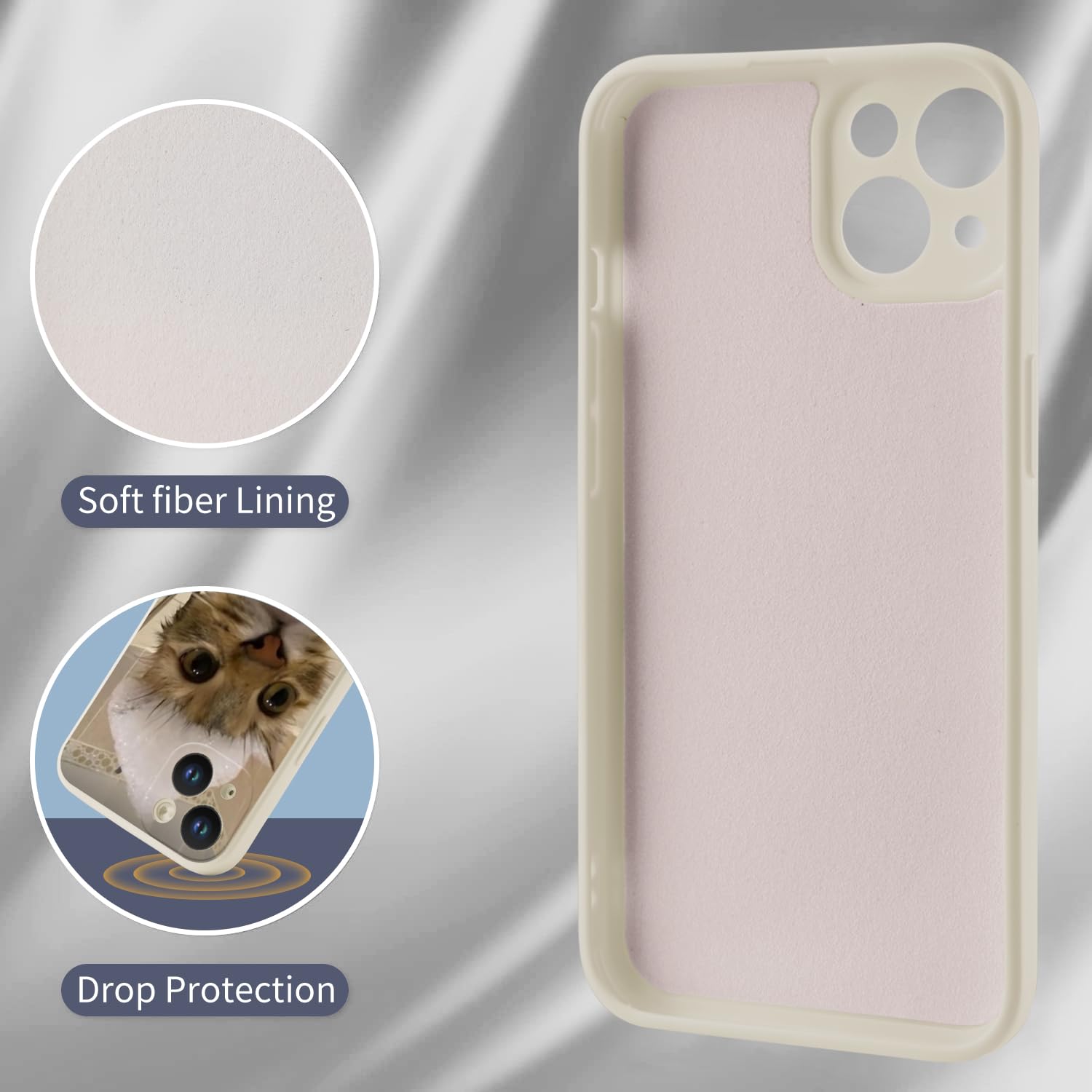 Wihytec Shower Cat Kitten Phone Case For Iphone 15 Cute Cat Kitten Case Cover Liquid Silicone Soft Gel Rubber Matt Phone Cover W