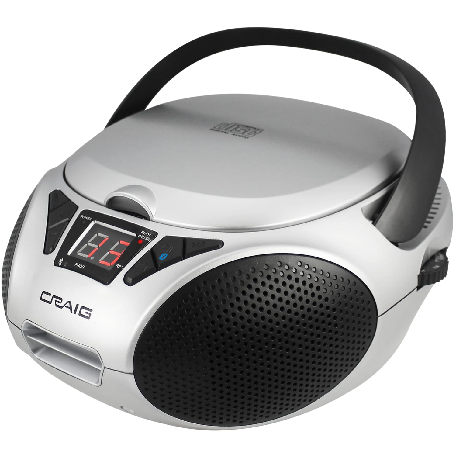 Craig Cd6925 Portable Top Loading Stereo Cd Boombox With Am/Fm Stereo Radio Bluetooth Wireless And Aux Port (Silver, Bluetooth)