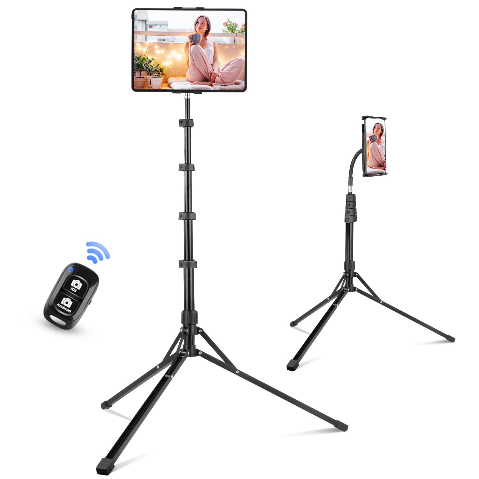 Aureday Stand Floor, 67    Height Adjustable Tripod Stand, Tablet Stand with Extendable Holder for iPad Mini/ Air/ Pro, Kindle, 