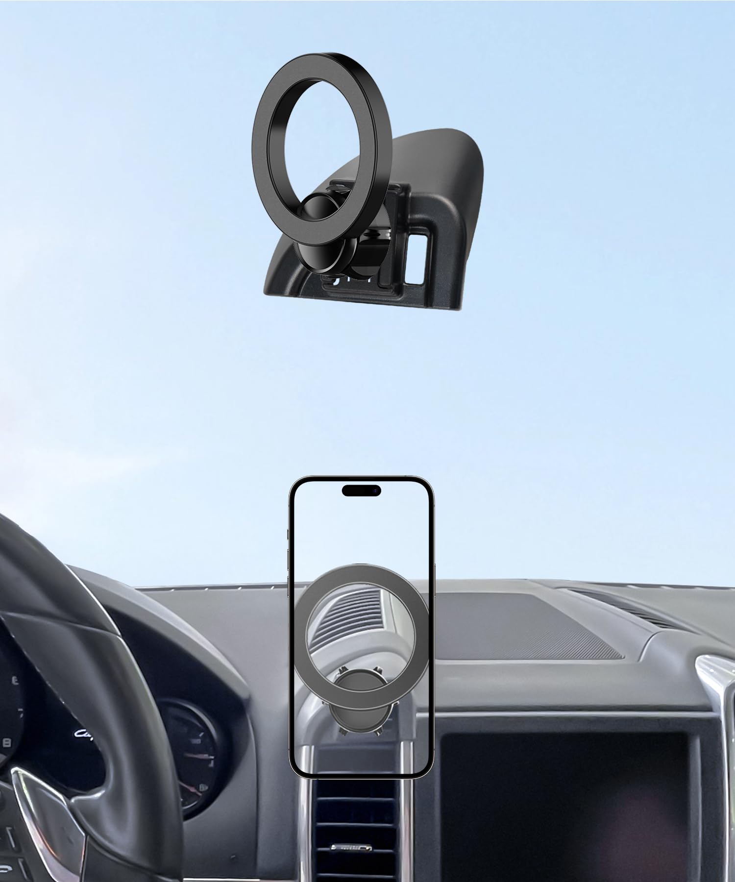 MaserWeller Car Phone Holder for Porsche Cayenne 2010-2015 Accessories, 360 Rotation Phone Mount Compatible with MagSafe, Cell P