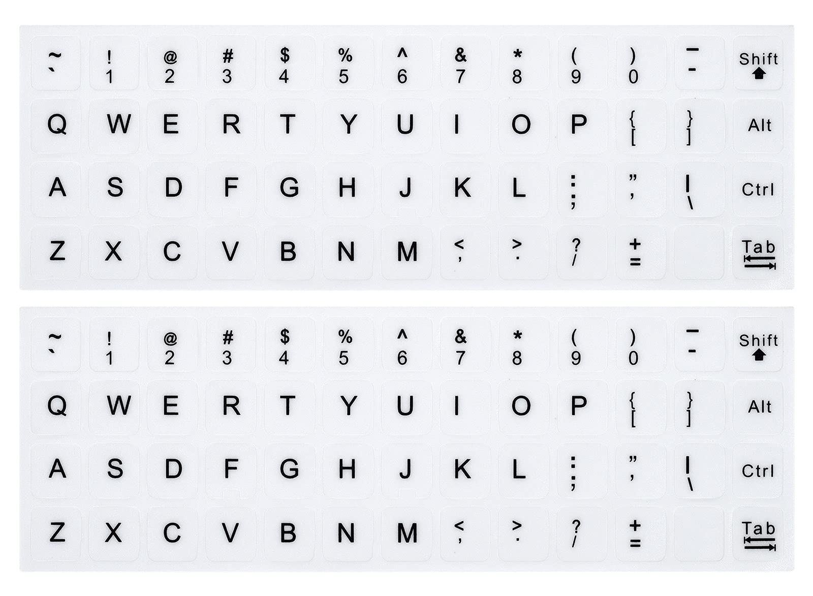 (2PCS Pack) English Keyboard Stickers, Universal Keyboard Replacement Letters English White Background with Black Lettering for 