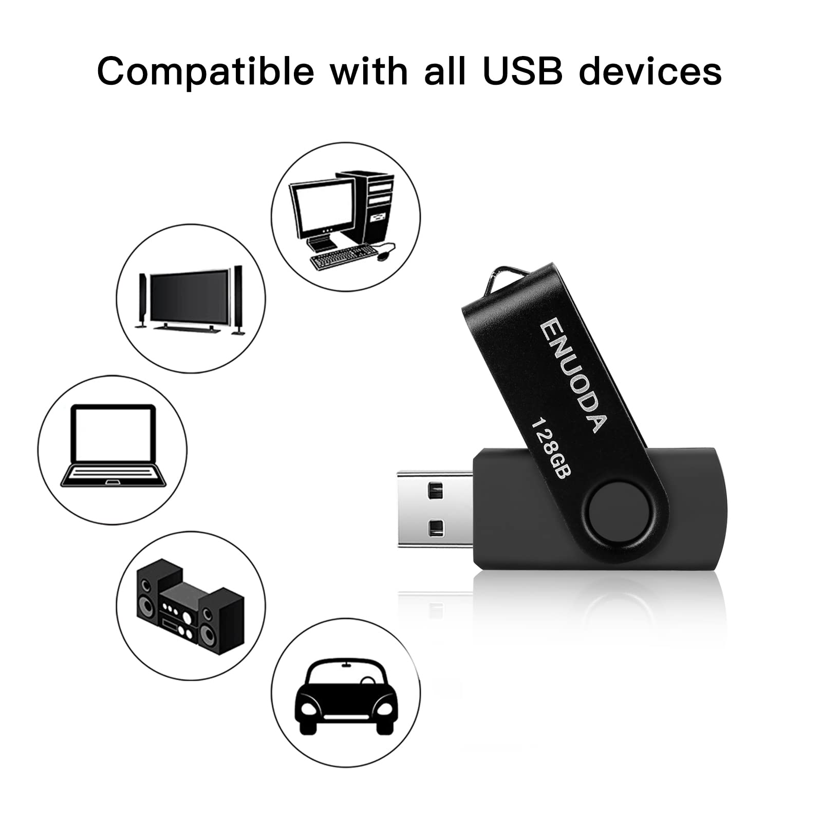 Enuoda 128Gb Usb Flash Drive Thumb Drive 128Gb Swivel Design Usb 2.0 Memory Stick High Capacity Jump Drive Pen Drive For Laptop
