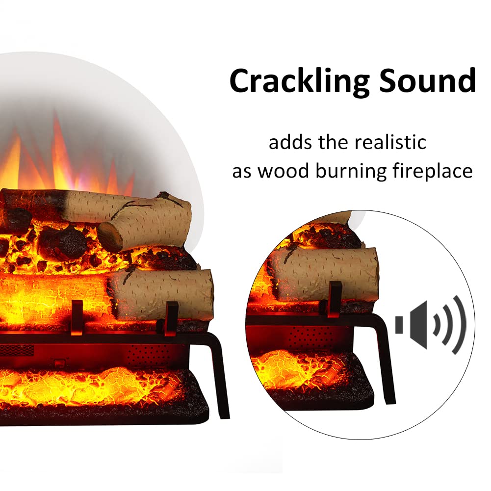 Legendflame 23'' W Free Standing Electric Fireplace White Birch Log Set (Ef290A Wb), Fireplace Insert, Heater 750W/1500W, Crackl