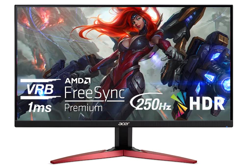 Acer Nitro 24.5 Inch FHD 1920 x 1080P ZeroFrame Design PC Gaming Monitor | AMD FreeSync Premium | Up to 250Hz Refresh | 1ms (VRB