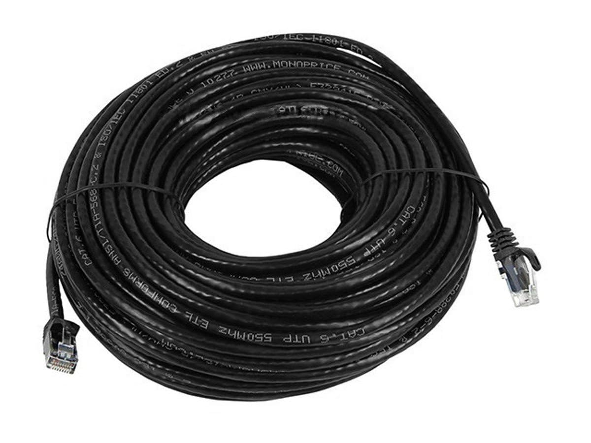 Monoprice Cat6 100Ft Black Patch Cable Utp 24Awg 550Mhz Pure Bare Copper Snagless Rj45 Flexboot Series Ethernet Cable