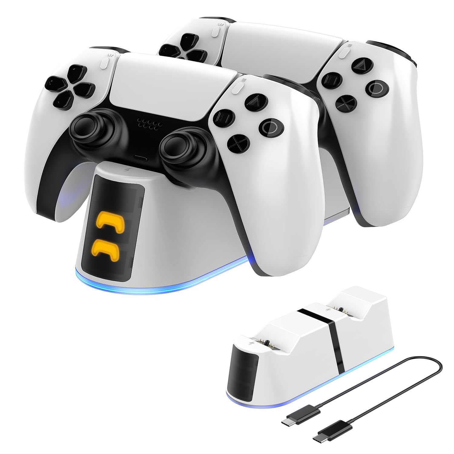 BIFONODKR PS5 Charging Station Dock-Dualsense Edge Controller Charger for PlayStation 5 with LED Light&Included Type-C Cable,Fas