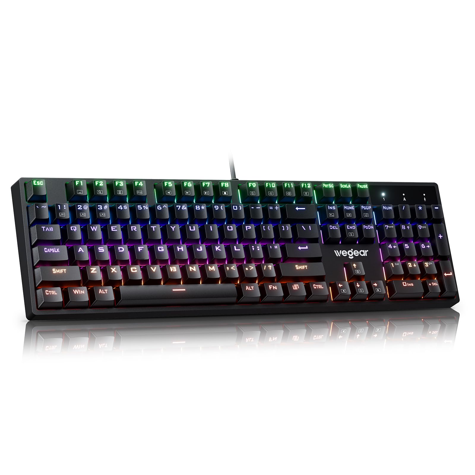 wegear Wired Mechanical Gaming Keyboard with Clicky Switch,104Key, Black