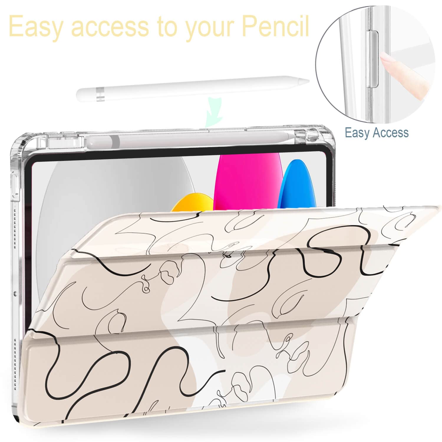 Feams Case For Ipad 10Th Generation Case, Slim Lightweight Trifold Ipad 10.9 Case Clear Back Transparent Cover With Pencil Holde