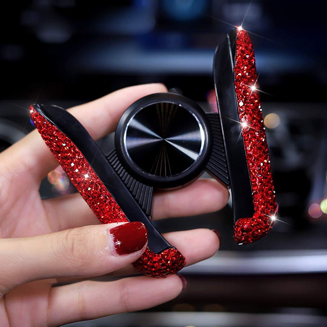 Suncaraccl Bling Car Phone Holder, Red, Portable Electronic Device Mount, Compatible With All Smartphones