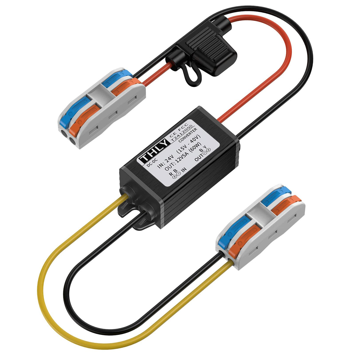 24V To 12V Converter With Fuse Waterproof And Wire Terminal Block, More Safe 18V To 12V Step Down Converter 5A 60W, Dc To Dc Con