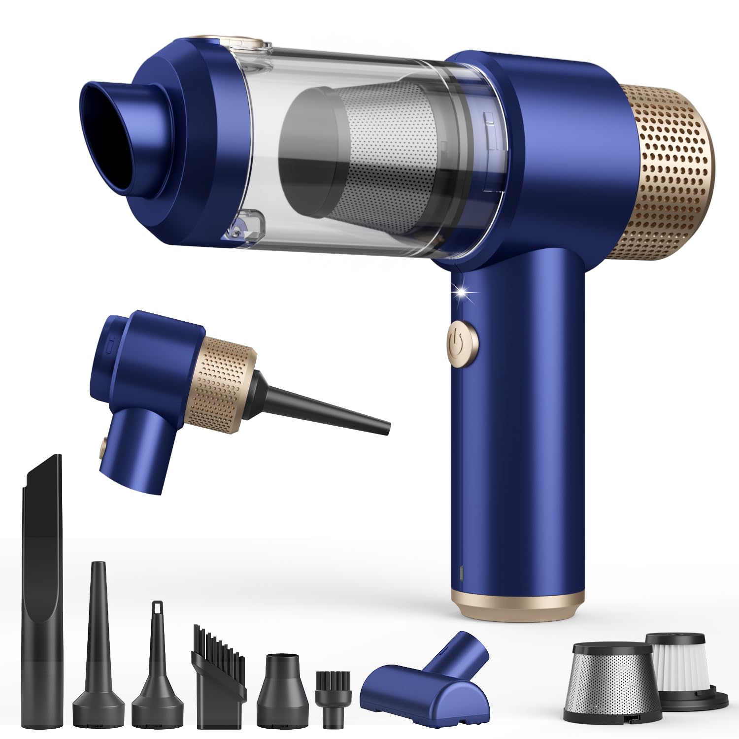 Vizeusvac Car Vacuum Cleaner, 16000PA Mini Car Vacuum Cordless Powerful, 7 in 1 Portable Handheld Vacuum Cordless with LED Light