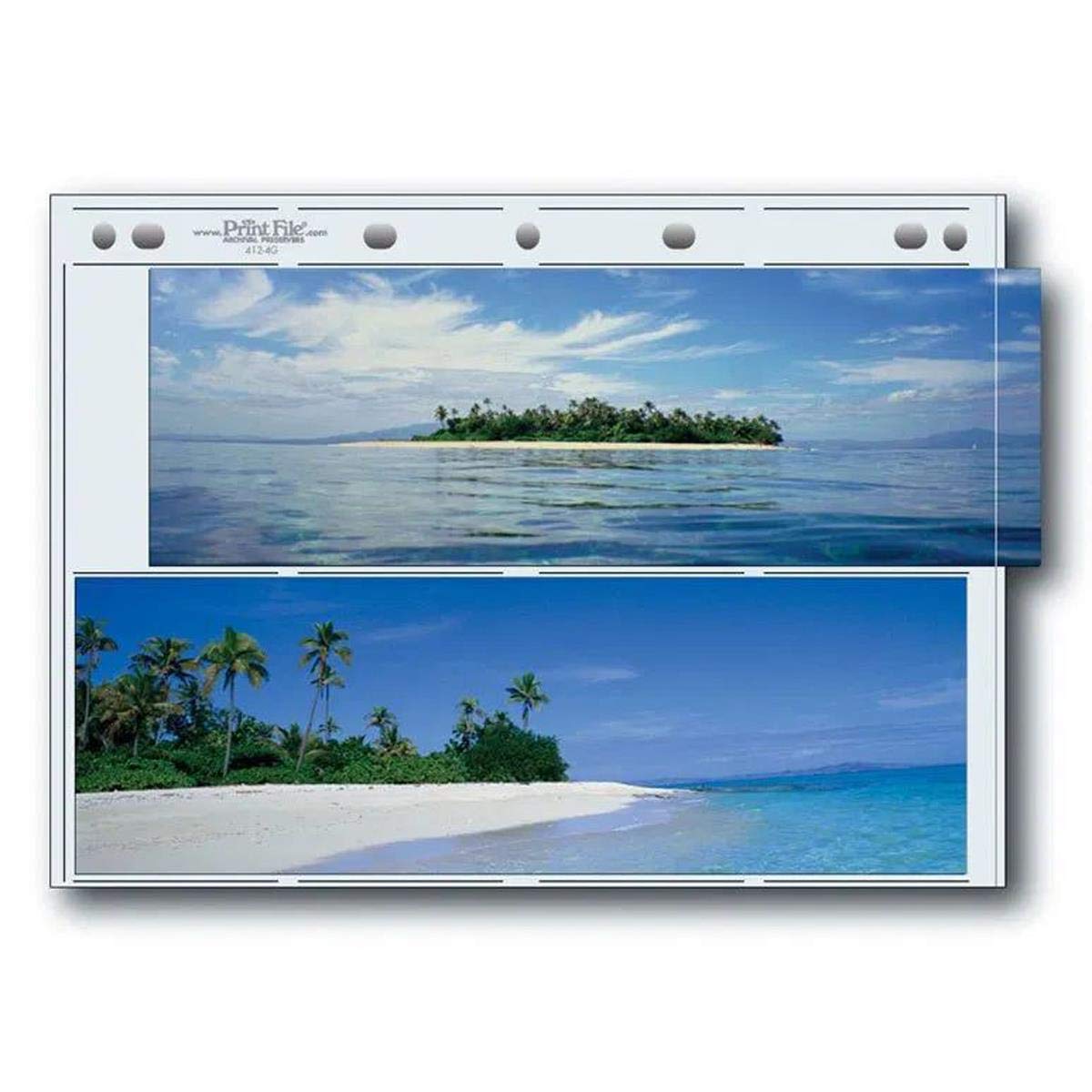 Print File Premium Archival Album Page For Four 4X12'' Aps Prints, 8 Mil, 25 Pack, Clear