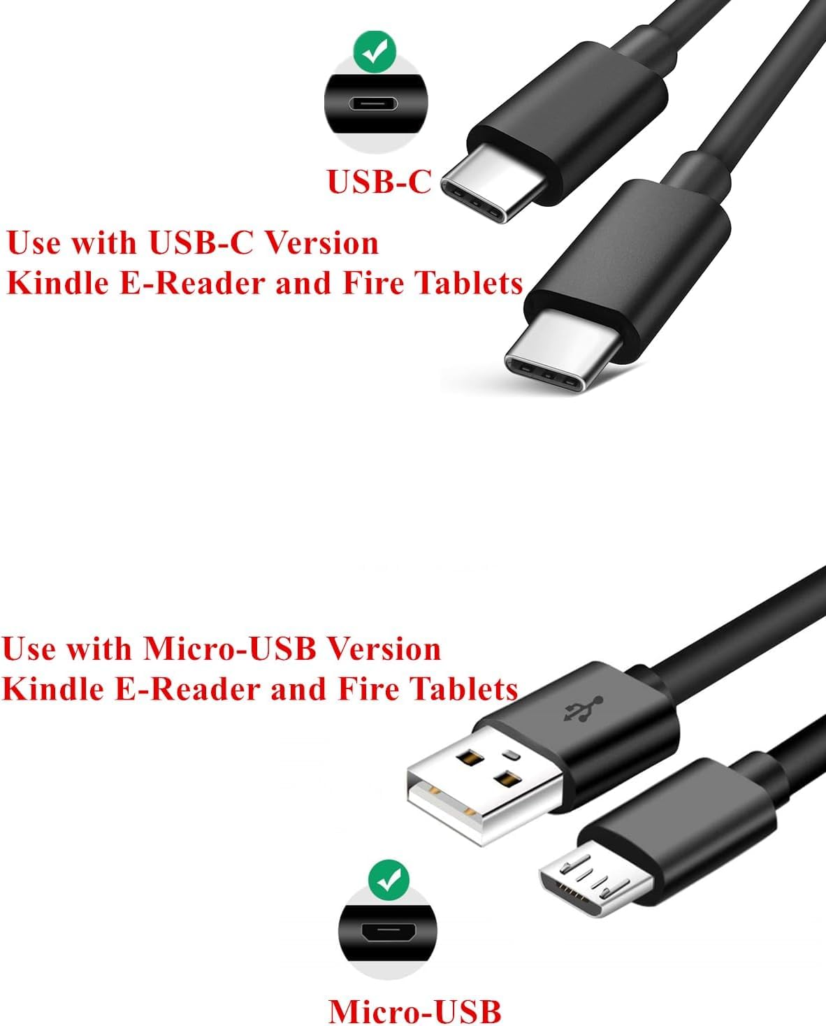 15W Fast Charger For All Kindle Fire Tablets With 6.6Ft Usb C And Micro Cable (Designed For Use With All Fire Tablets And All Ki