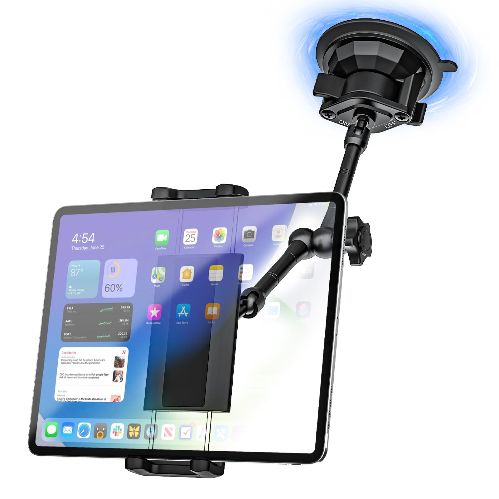 Sunroof Tablet Holder Mount for Car/Truck [Latest Anti-Shake] Dashboard Windshield Window Tablet Stand for Truck/Car/Pickup, Hea