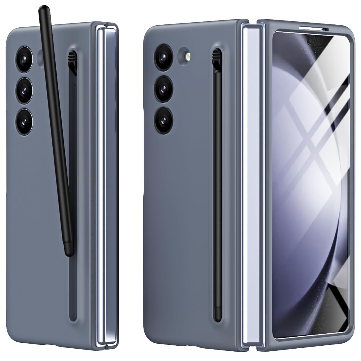 Miimall Compatible for Z Fold 5 Phone Case with Slim S Pen, Galaxy Z Fold 5 Case S Pen Fold Edition, Ultra-Thin Silky Liquid PC 