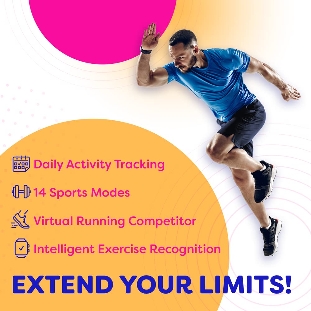 Octandra Go Veryfit 1.69'' Smart Watch   Heart Rate Blood Oxygen Saturation Sleep Monitor   Step Counter Pedometer   5Atm Exerci