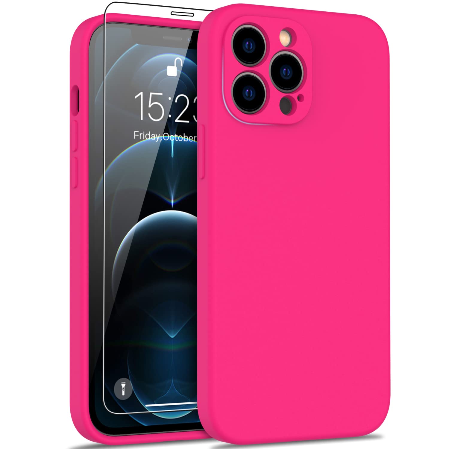 DEENAKIN Compatible with iPhone 12 Pro Max Silicone Case with Screen Protector,Enhanced Camera Protection,Soft Slim Fit Shockpro