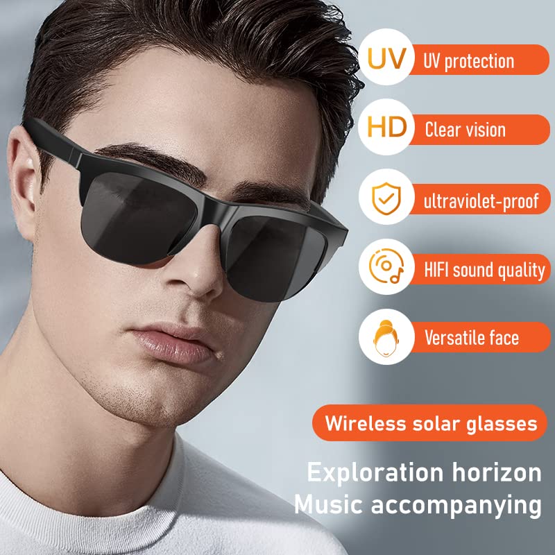 Smart Glasses Wireless Bluetooth Sunglasses Open Ear Music&Hands Free Calling,For Men&Women,Dual Polarized Lenses,Ip4 Waterproof