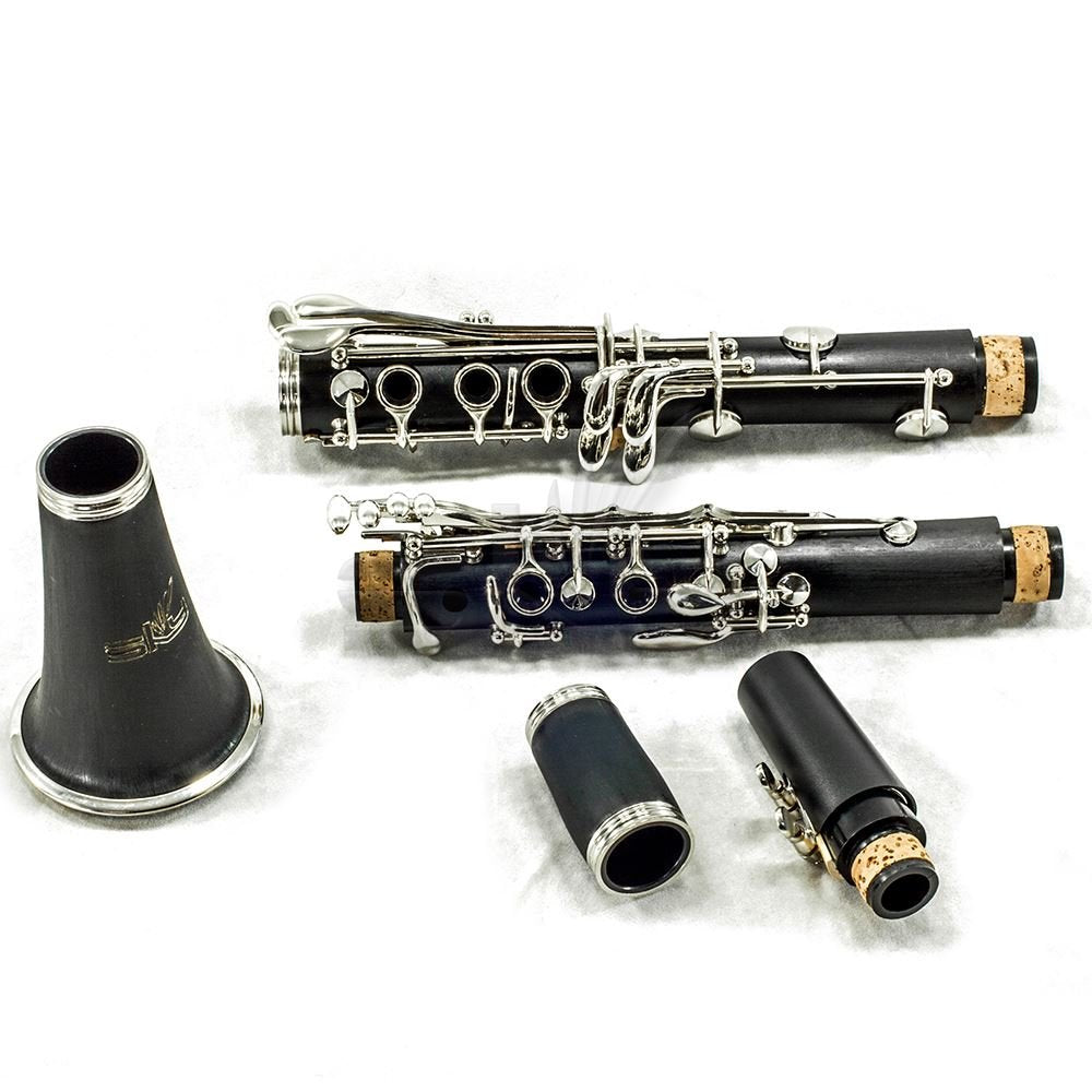 Sky Black Student Ebonite Abs Bb Clarinet With Case, Mouthpiece, 11 Reeds, Care Kit And More