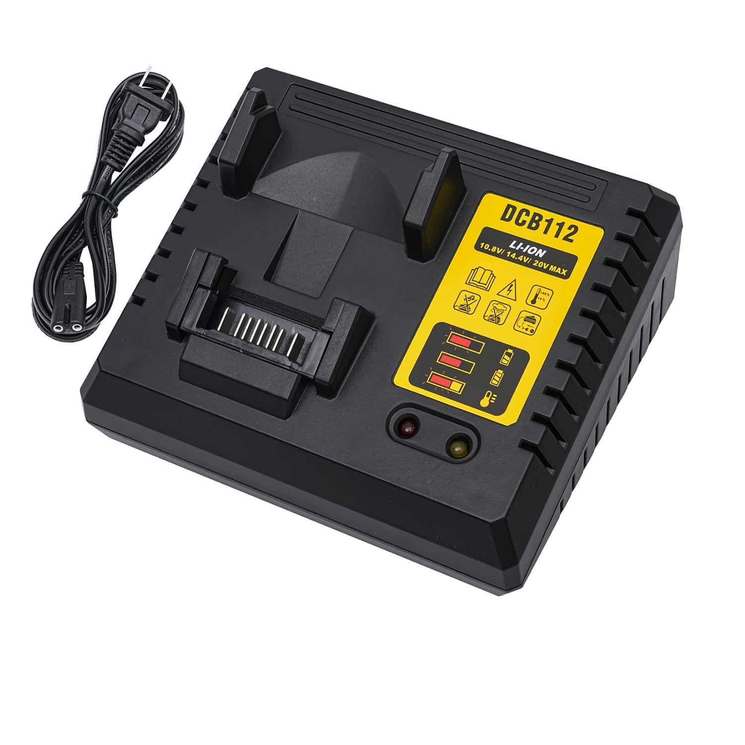 for DEWALT Replacement DCB112 Li-Ion Battery Charger, Overcharge and Overheat Protection, Black, 10.8V-14.4V, 20V Max Compatible