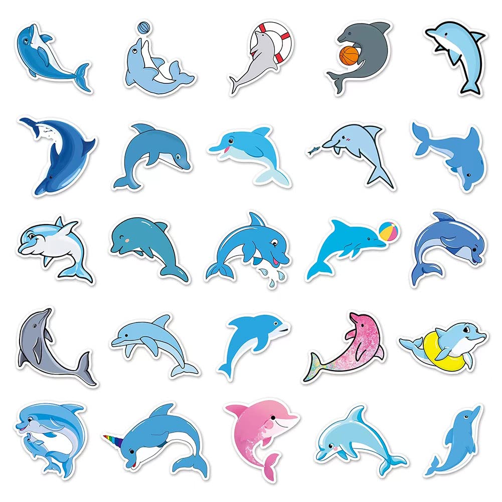 Dolphin Stickers |50Pcs Dolphin Waterproof Vinyl Decals For Bike Water Bottles Laptop Bicycle Refrigerator Cup Luggage Computer