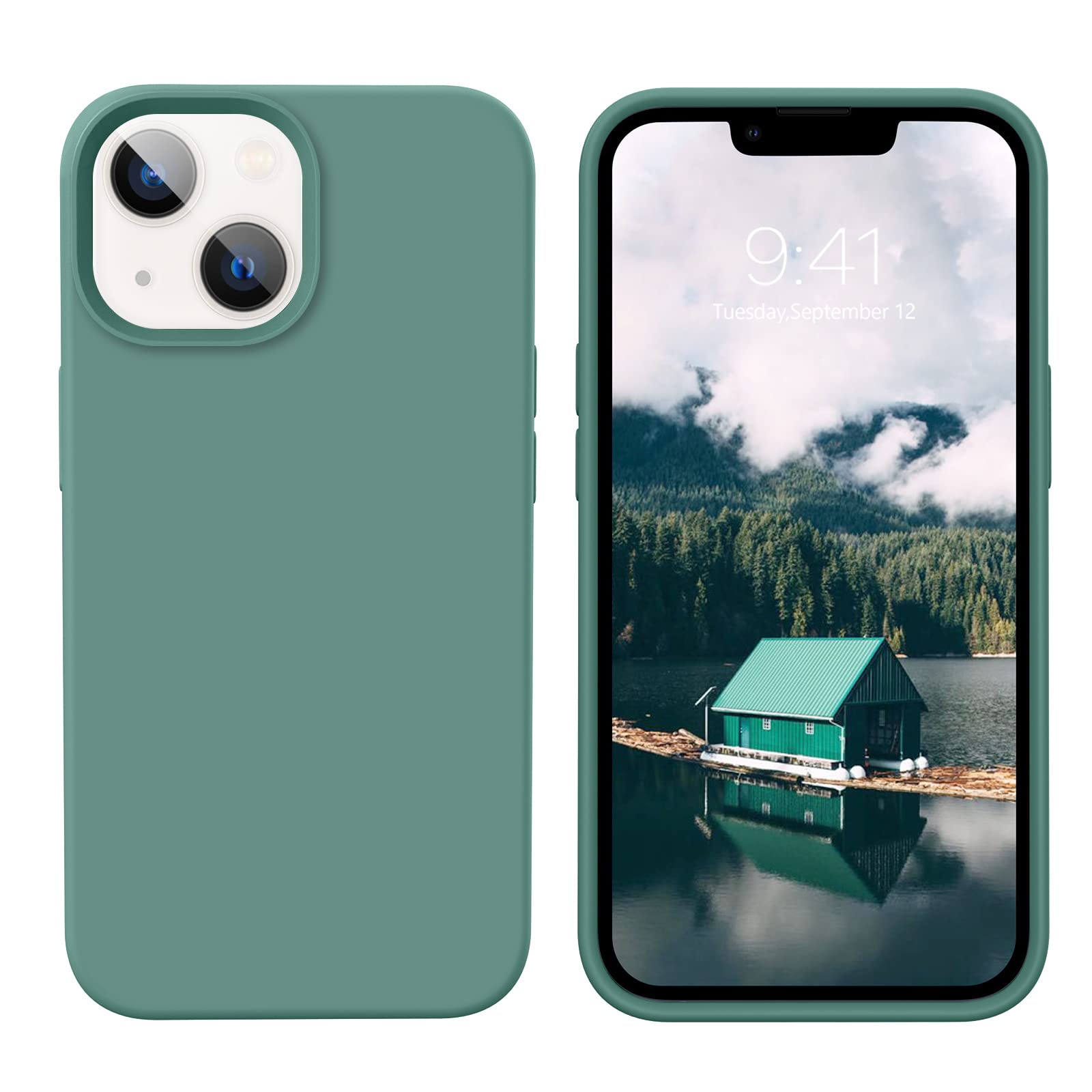 Guagua Compatible With Iphone 13 Mini Case 5.4 Inch Liquid Silicone Soft Gel Rubber Slim Microfiber Lining Cushion Texture Cover