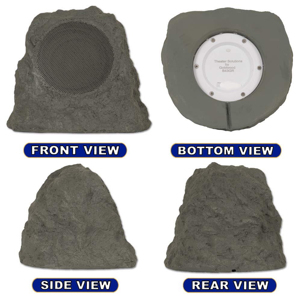 Theater Solutions B43Gr Fully Wireless 120 Watt Rechargeable Battery Bluetooth Rock Speaker Pair Slate Grey Link Up To 99 Speake