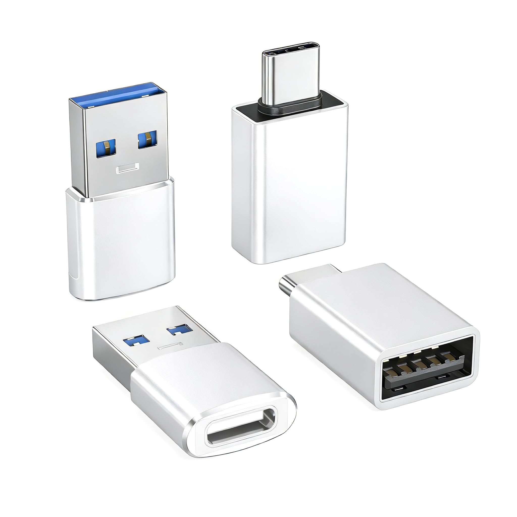 Basesailor USB to USB C Adapter with C Male to 3.0 Female Charger 4P,Thunderbolt 4 OTG Converter for MacBook,iWatch 9 10 11,iPho