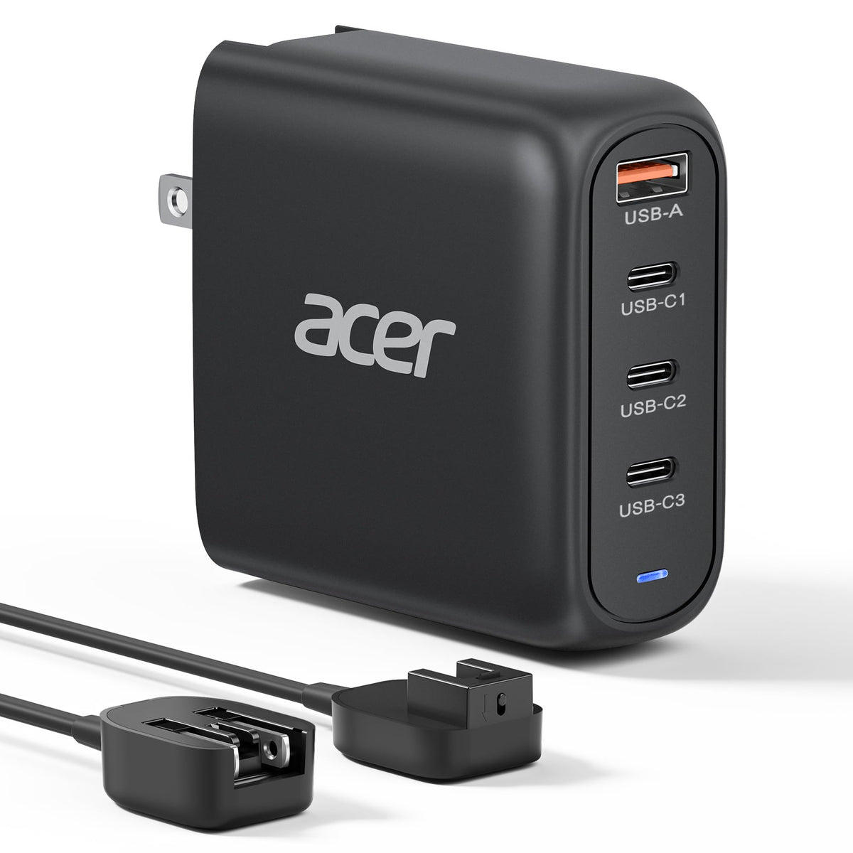 Acer 100W Usb C Charger Block, 4 Port Fast Gan ? Desktop Charger With Power Extension Cable, Compatible With Macbook Pro/Air, Ip