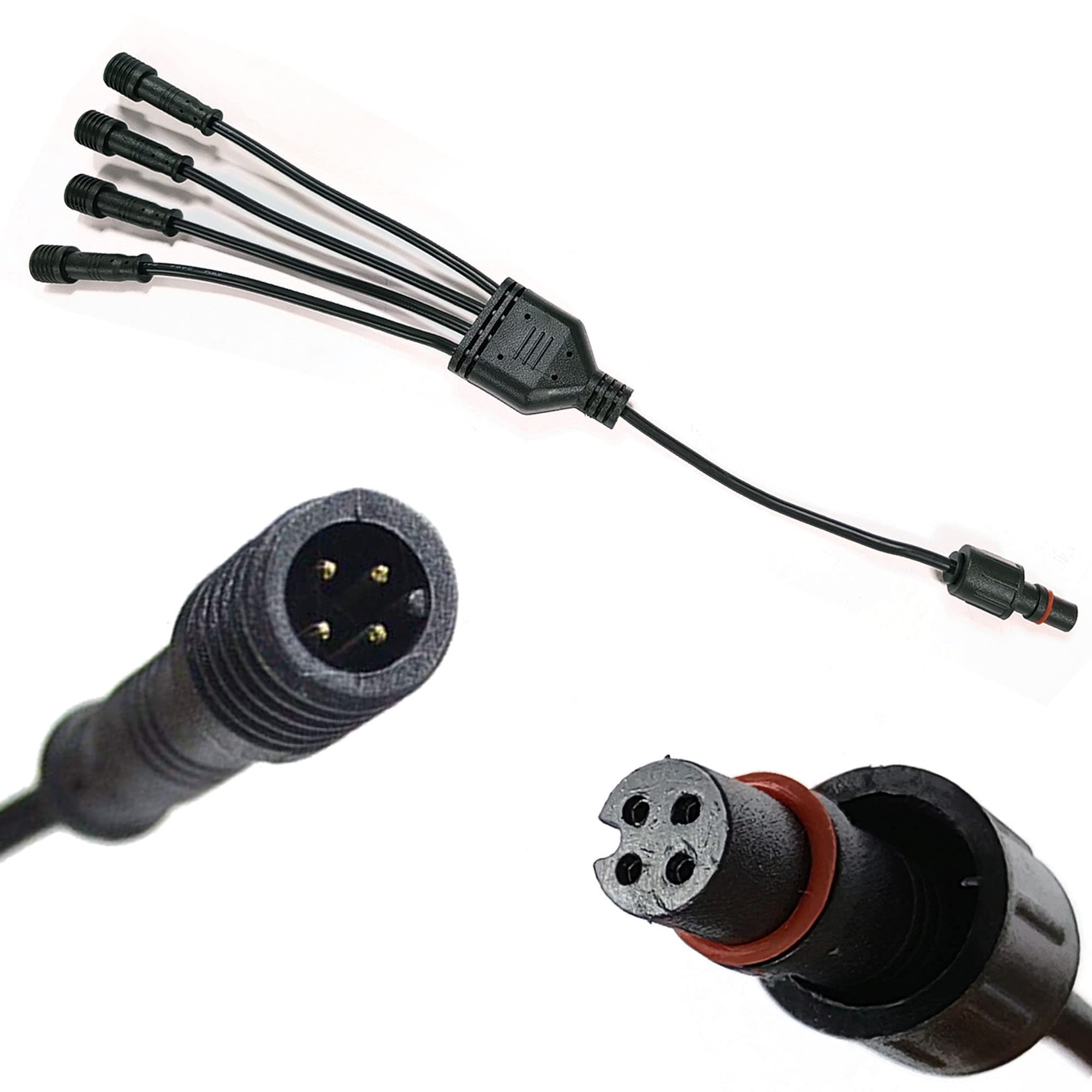 Nbwdy Waterproof 1 4 Y Extension Cable Wire Cord Set For Neon Led Boat Drain Plug Underwater Light, Rock Light (1 To 4 Splitter