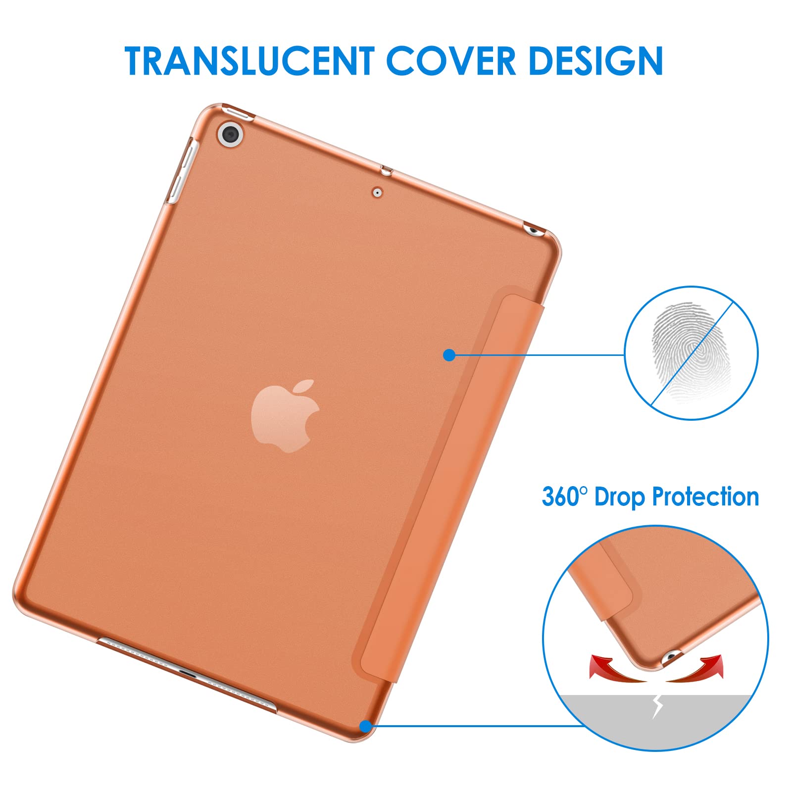 Jetech Case For Ipad (9.7-Inch, 2018/2017 Model, 6Th/5Th Generation), Smart Cover Auto Wake/Sleep (Papaya)