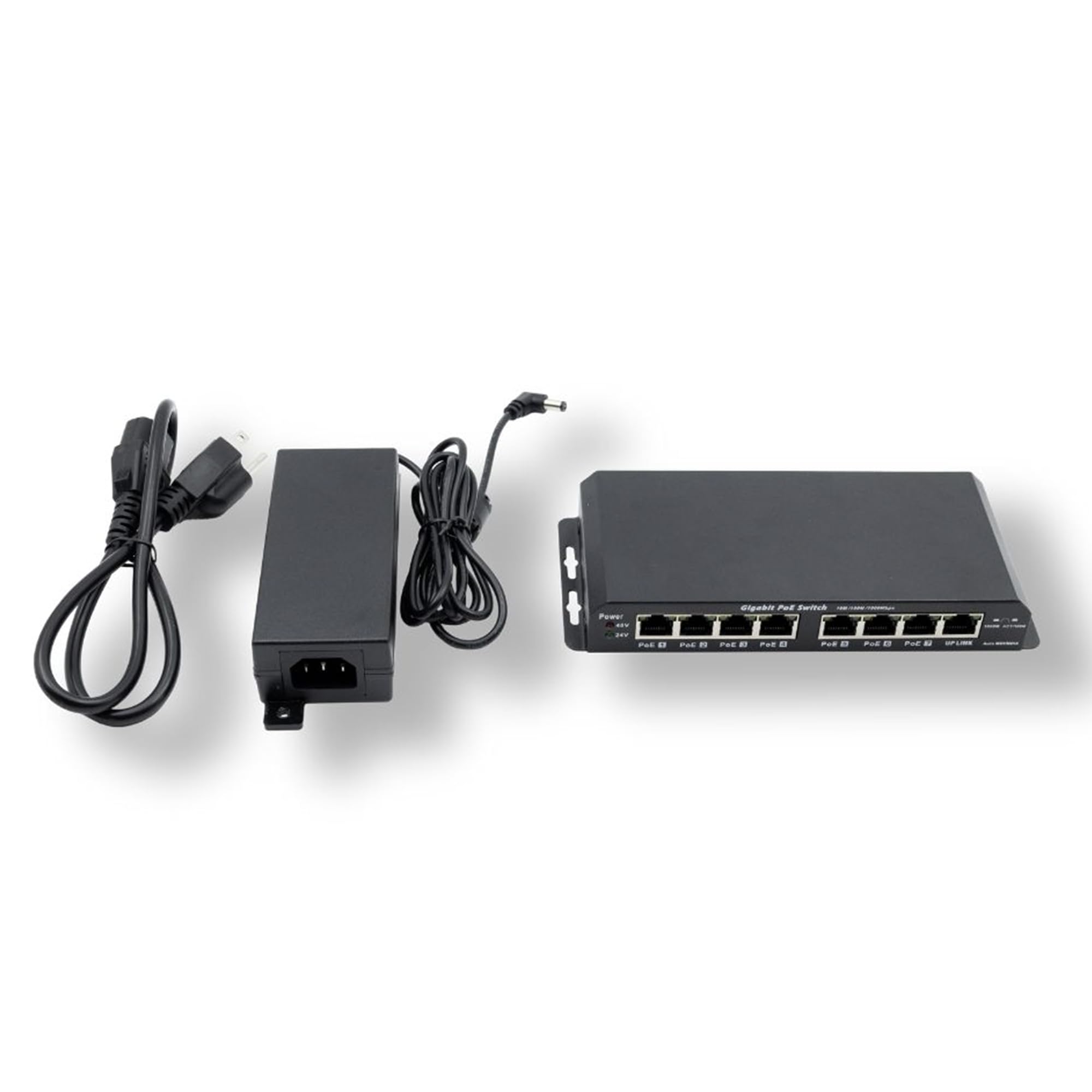 Poe Texas 8 Port Passive Poe Switch   24V Passive Unmanaged Network Gigabit Poe Switch W/ 1 Uplink Port, Power 7 Devices, Includ