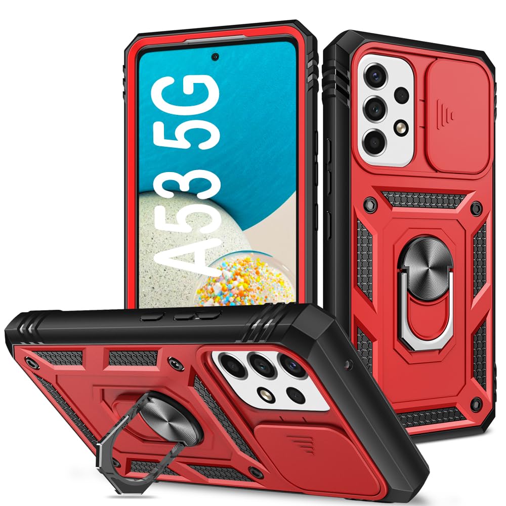 PASNEW Case for Samsung Galaxy A53 5G,Metal Kickstand & Slide Camera Cover,Military Grade Heavy Duty Full Body Shockproof Hard S