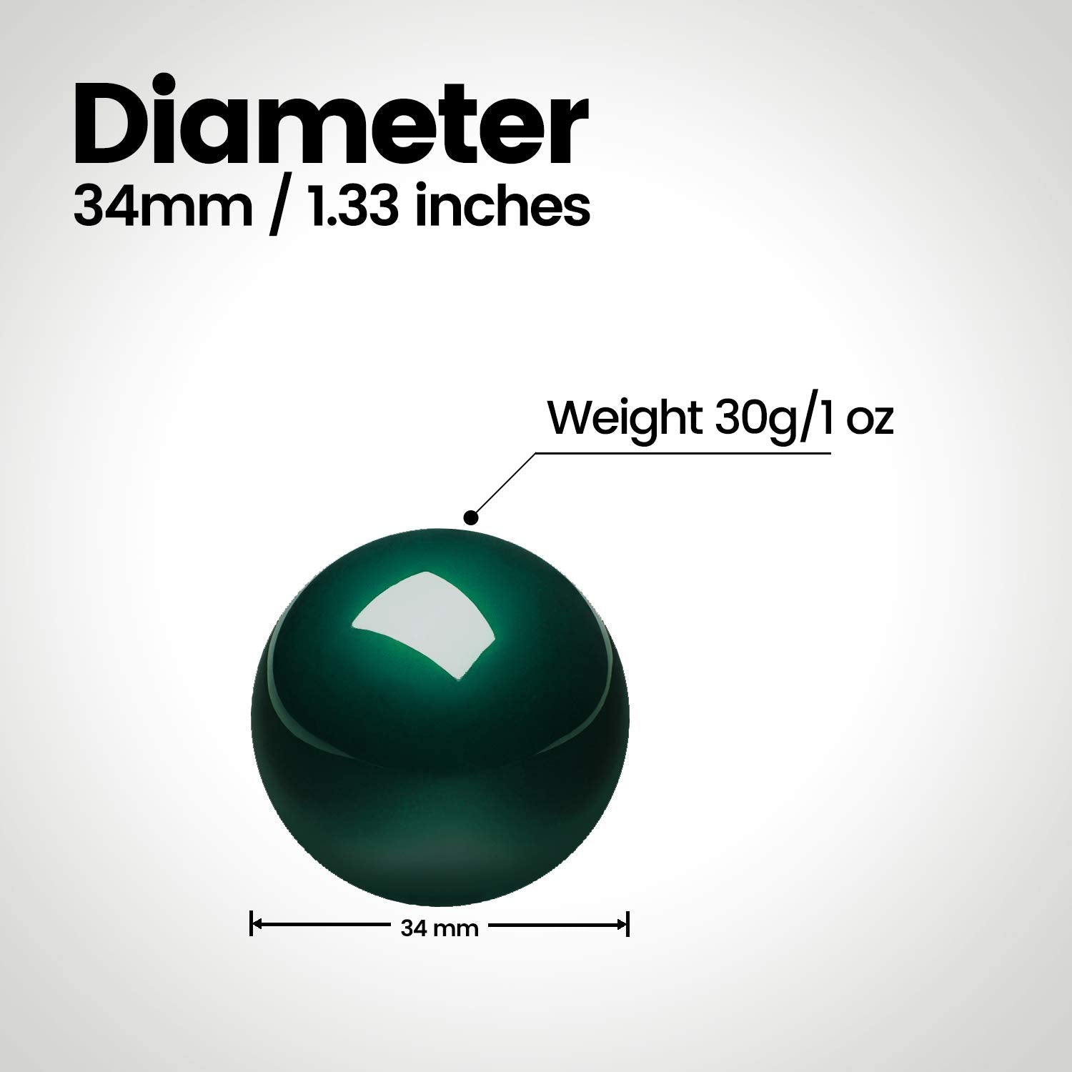 Perixx Peripro 303Glg Trackball, 1.34 Inch Replacement Ball For Perimice And M570, Glossy Green