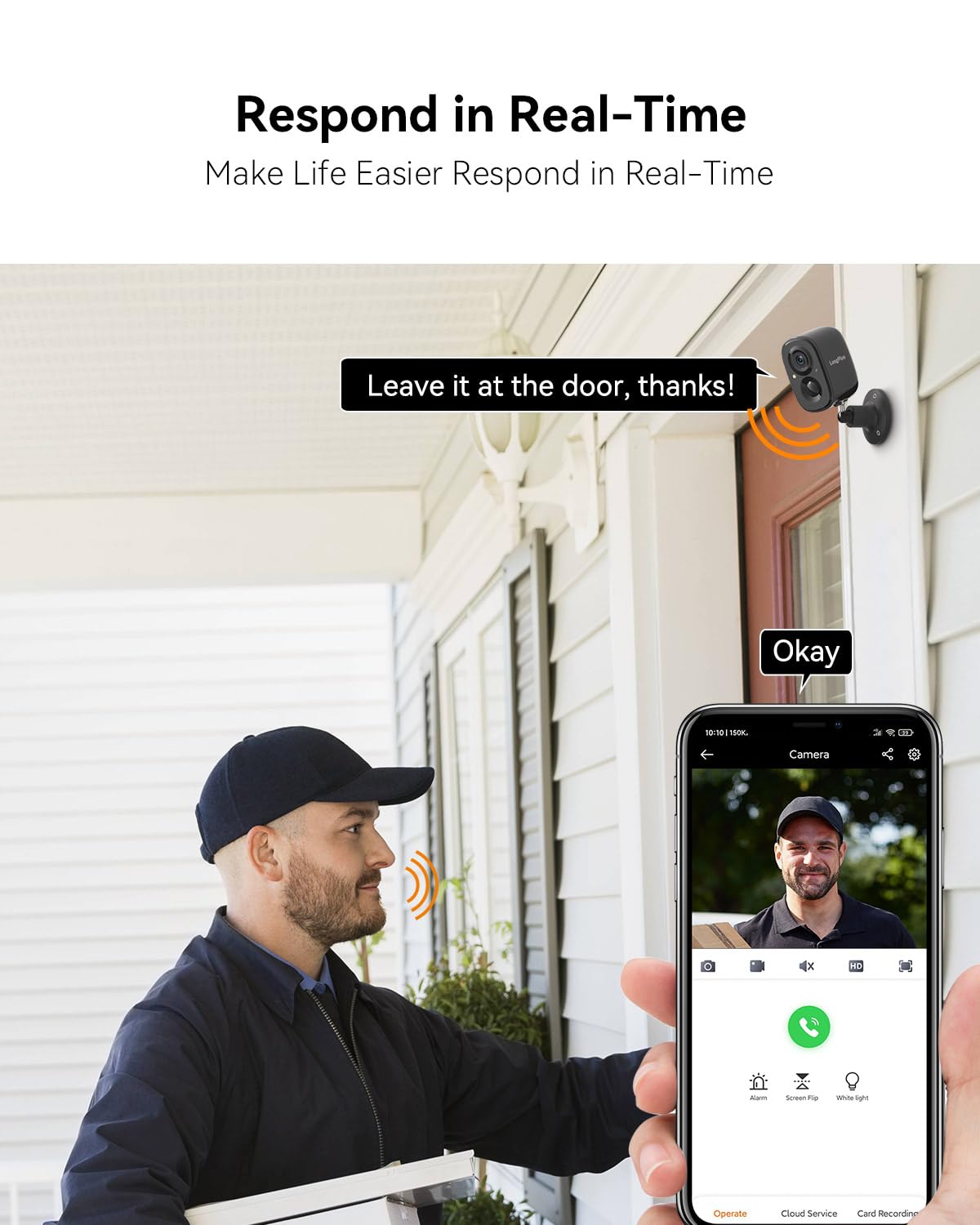 Longplus Wireless Outdoor Security Camera, Battery Powered Wireless Security Camera, Wireless Wifi Camera With Ai Detection, Col