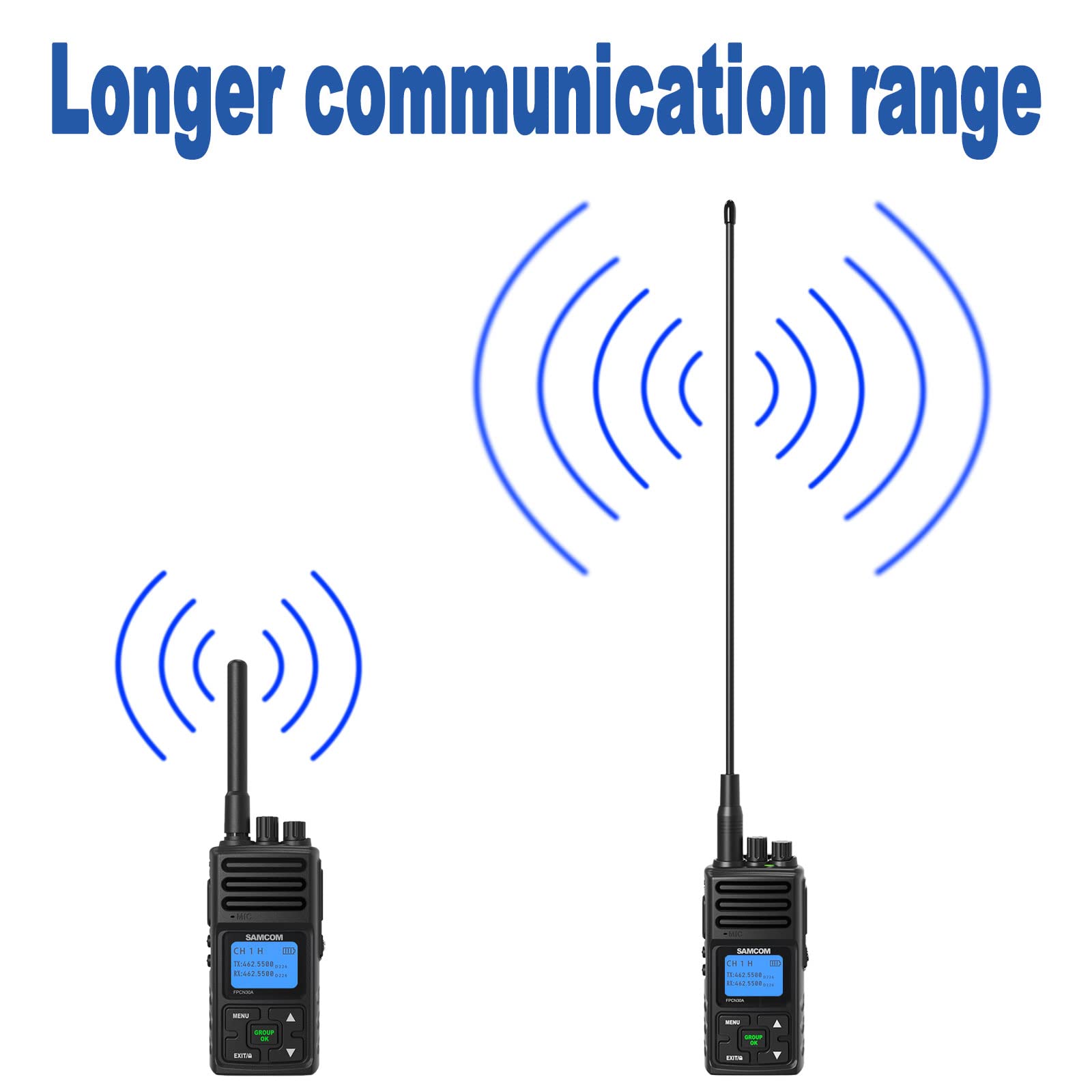 Samcom Walkie Talkie Antenna, 15 Inch Soft Whip Antenna, 20 Watts Elastic Dual Band High Gain Sma Female Antenna Vhf/Uhf(136/470