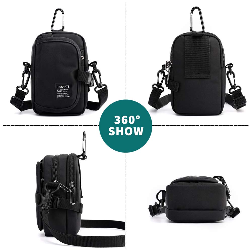 Lohol Multifunction Cell Phone Holster, One Shoulder Pouch With Carabiner, Outdoor Tactical Waist Belt Bag, Security Purse Cross