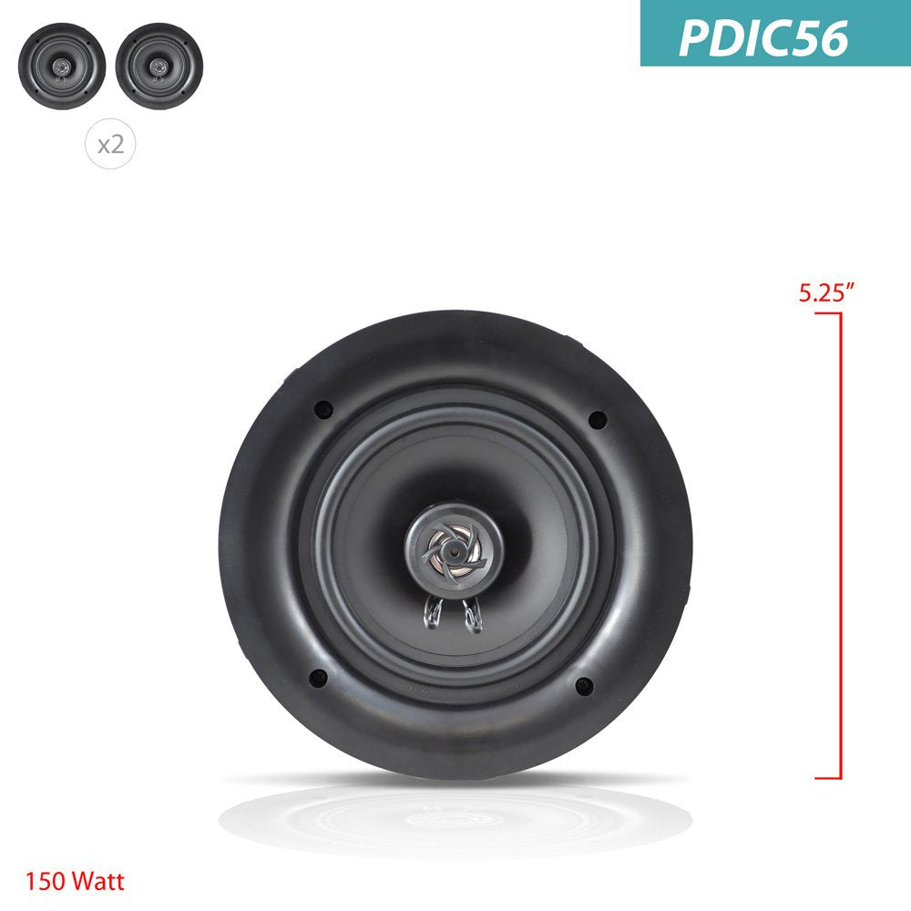 Pyle 5.25'' In Wall/In Ceiling Dual Speakers (Pair)   2 Way Woofer Speaker System 1/2    Polymer Tweeter Flush Mount W/ 80Hz   2