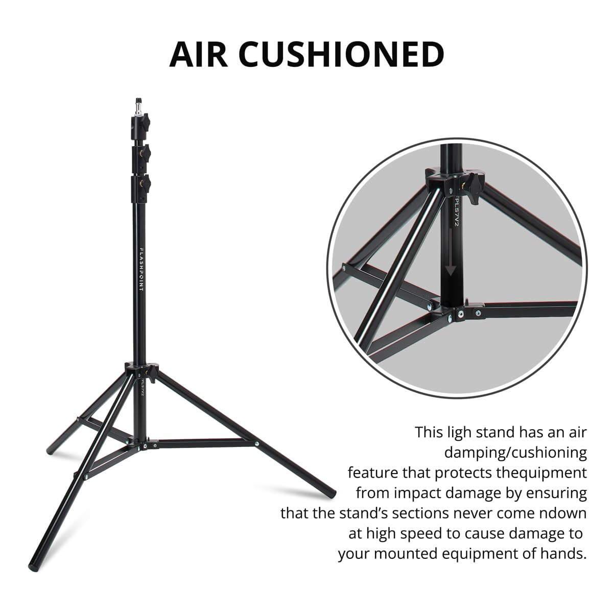 Flashpoint Pro Air-Cushioned Heavy-Duty Light Stand (Black, 7.2)