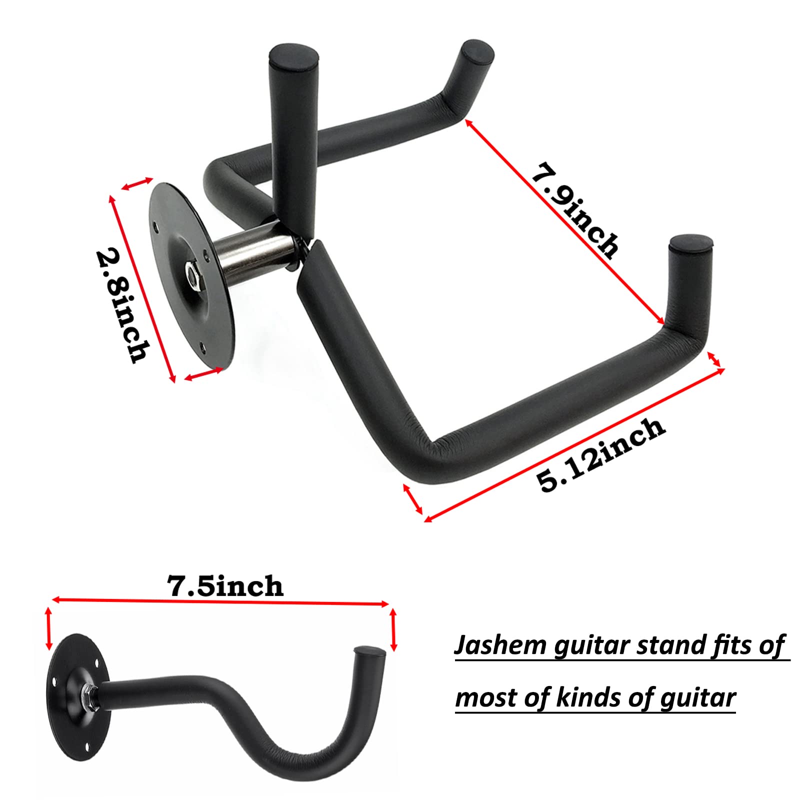 Jashem Guitar Wall Mount Acoustic Electric Classical Guitar, Ukulele, Banjo And Mandolin Wall Hanger Slat Wall Horizontal Guitar