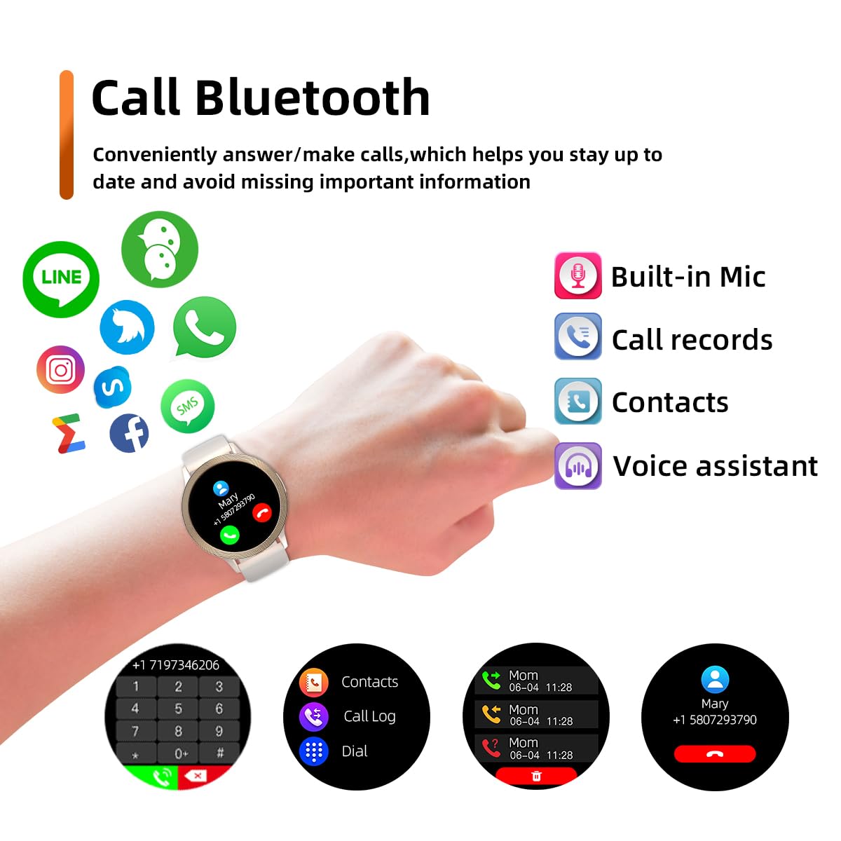 Zyvicxfj Wapik Women Smart Watch (Answer/Make Calls) Fitness Tracker Ip67 Waterproof Heart Rate / Sp02 Sleep Monitor Smart Watch