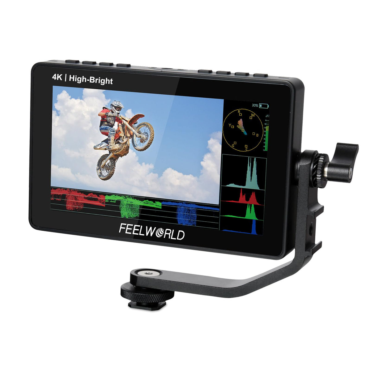 Feelworld F5 Prox 5.5 Inch 1600Nit High Bright Dslr Camera Field Monitor Touchscreen Waveform 3D Lut F970 External Kit Install F
