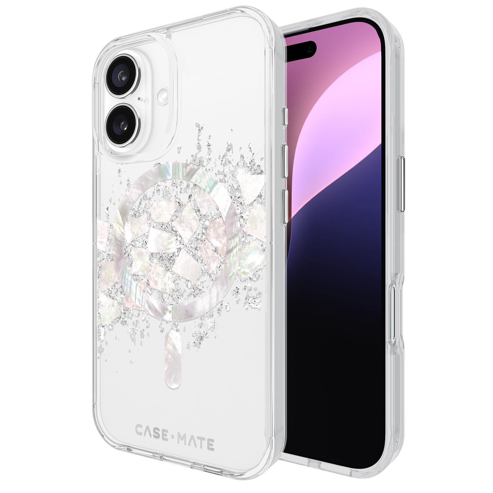 Case-Mate iPhone 16 Case [Compatible with MagSafe] - Stylish Mother of Pearl Phone Case with 12ft Drop Protection - Premium Magn