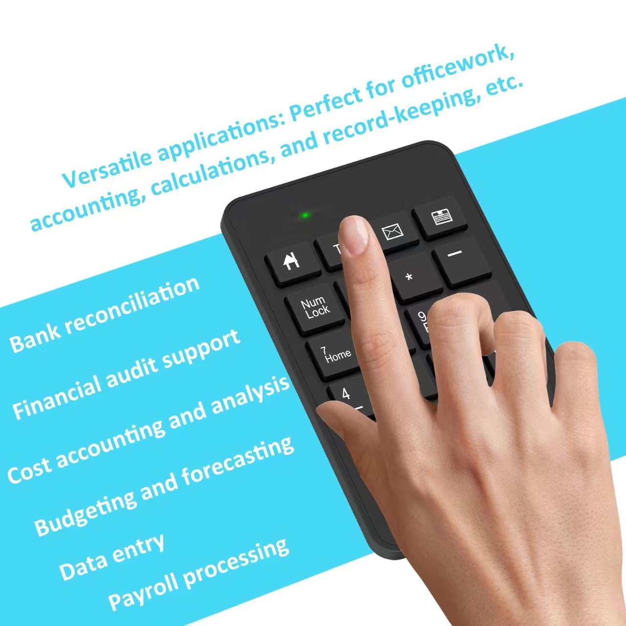 Wireless Number Pad With Battery, Enhanced Efficiency With 23 Keys Numeric Keypad Upgraded Version Of 10 Key Usb Keyboard Financ