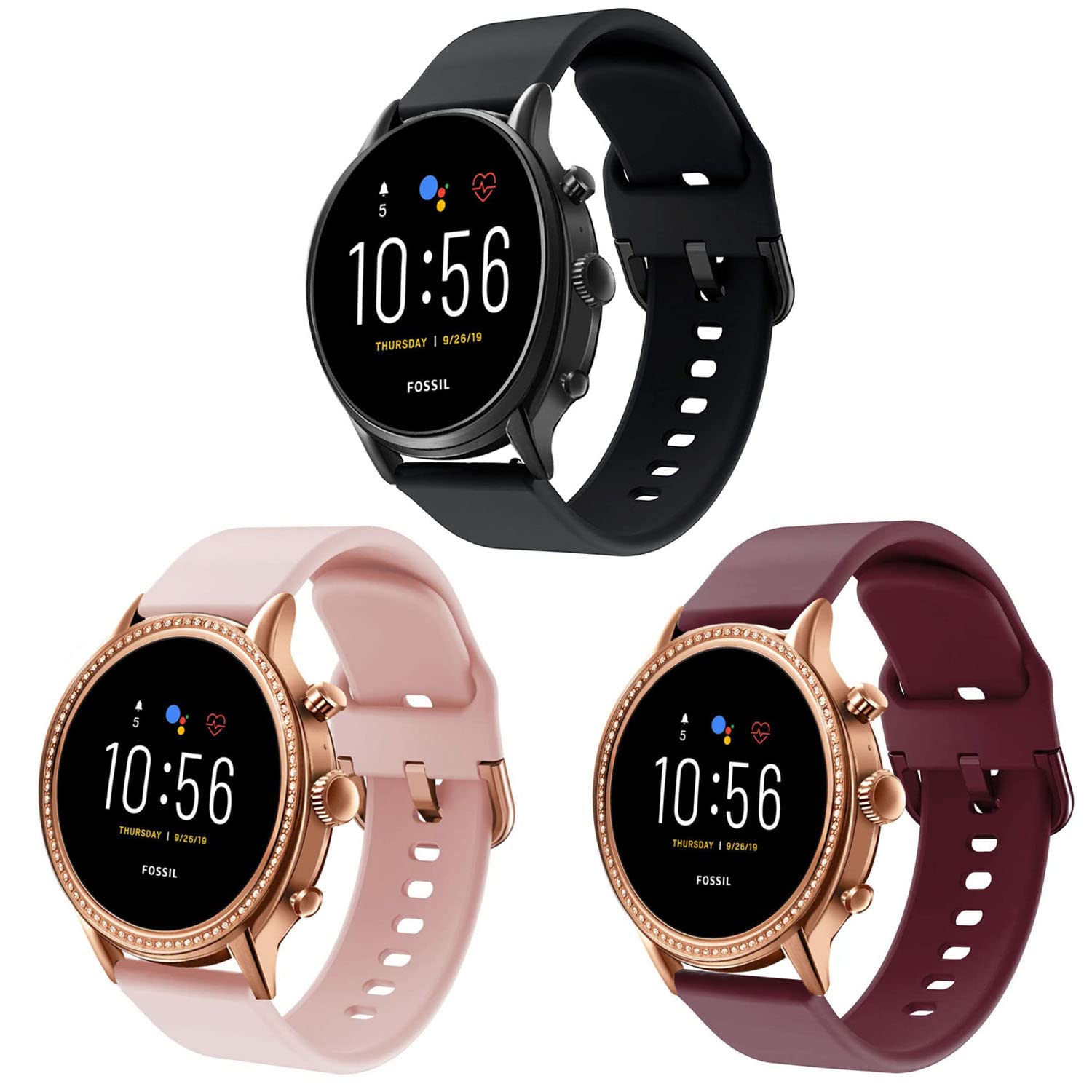 Vicrior Bands Compatible With Fossil Gen 5 Julianna 2019 Release Women 'S Smart Watch, Quick Release Soft Silicone Fadeless Repl