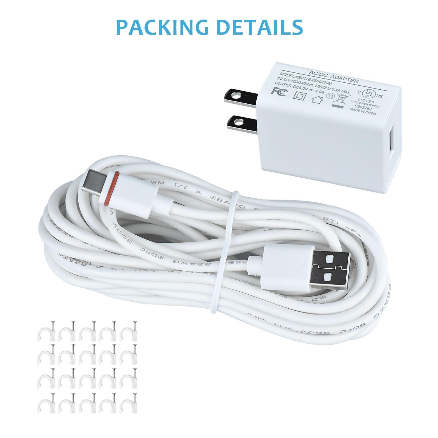 Karotto 16Ft Usb C Power Cord With Adapter For Ring Stick Up Cam Pro,Ring Spotlight Cam Plus 1Pack