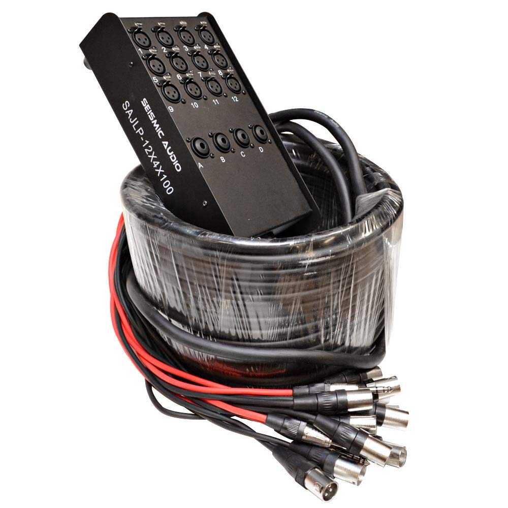 Seismic Audio - Sajlp-12X4X100-12 Channel 100 Foot Xlr Low Profile Snake Cable With 4 Trs Returns - Circuit Board Snake For Reco