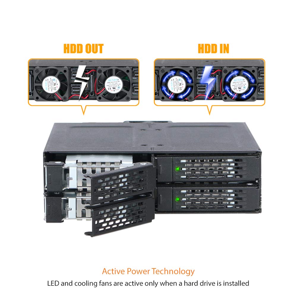 ICY DOCK 4 Bay 2.5 SAS/SATA HDD/SSD Metal Mobile Rack Enclosure for 5.25' Bay (with Fan Control) | ToughArmor MB607SP B