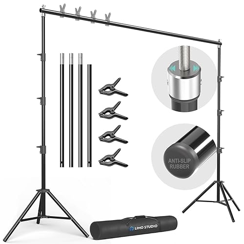 Limostudio 10 Ft. (W) 9.6 Ft. (H) Backdrop Stands Background Support System Kit With Spring Clamps And Carry Bag Case, Photo Vid