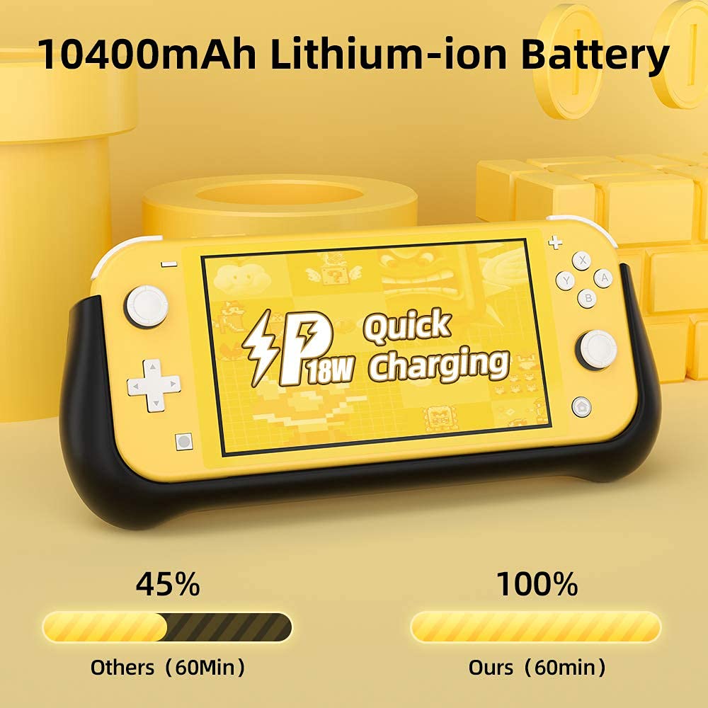 Newdery Battery Charger Case For Nintendo Switch Lite 5.5'', Support Pd & Qc 3.0 Fast Charging, Built In 10400Mah Portable Backu
